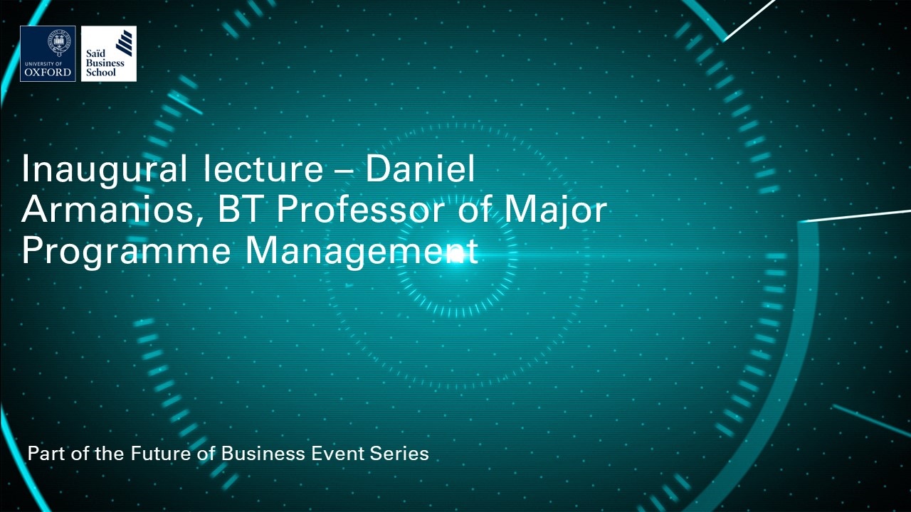 Title slide for Daniel Armanios inaugural lecture
