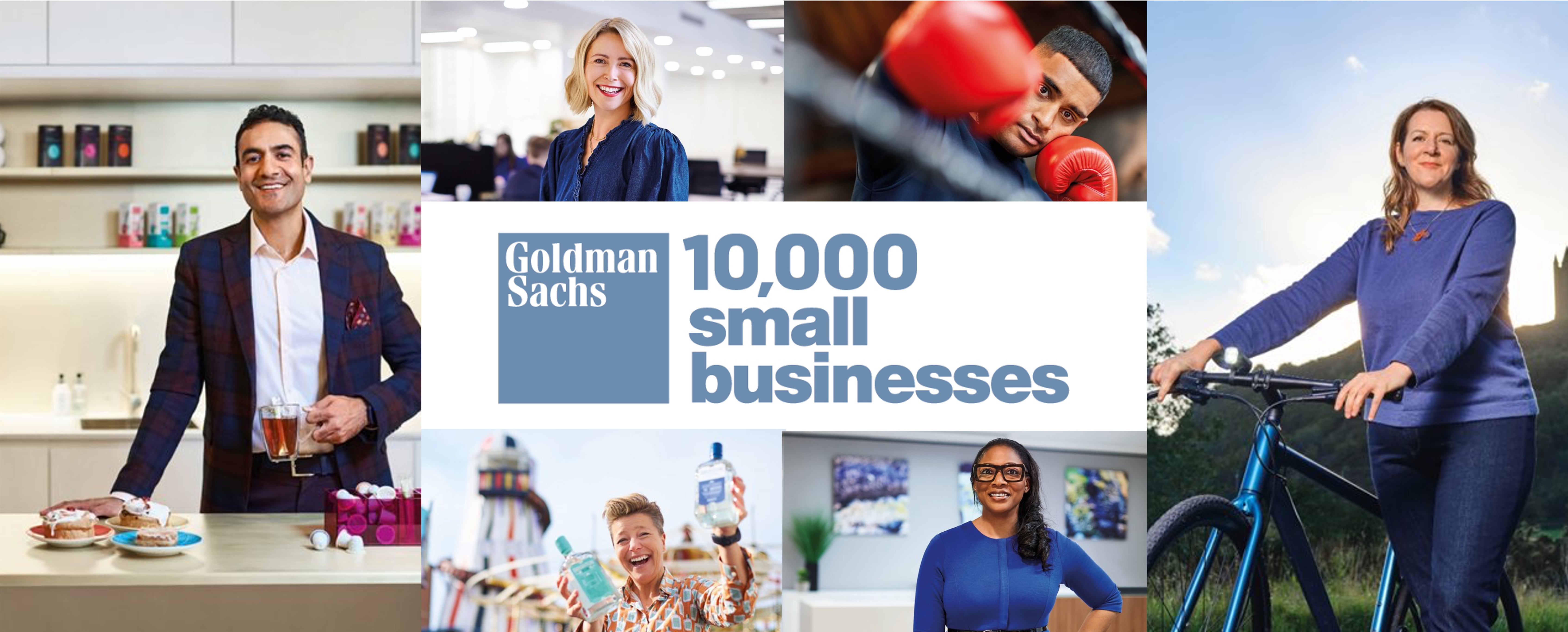 Goldman Sachs logo and alumni photos