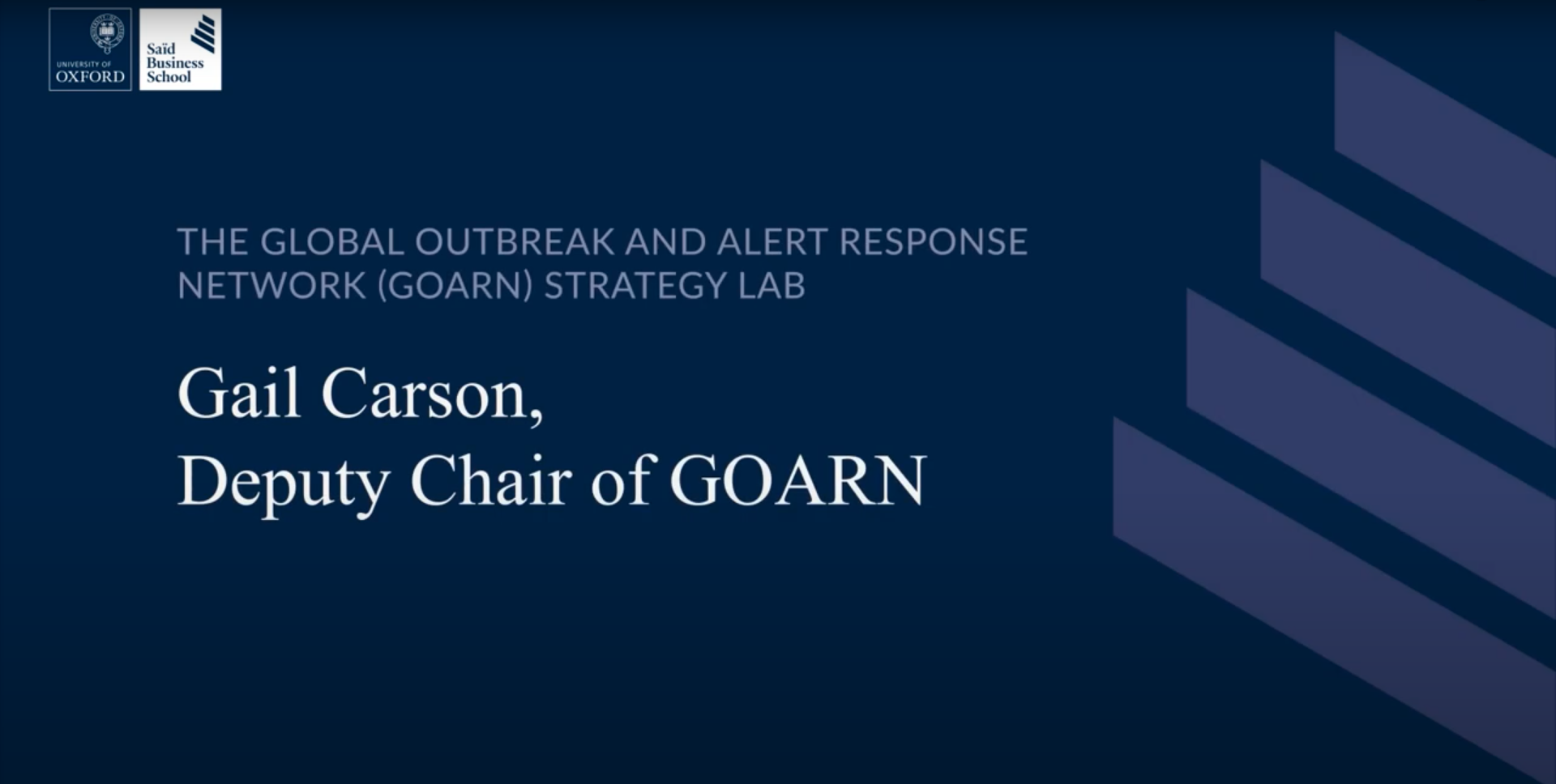 Title slide: Gail Fisher, Deputy Chair of GOARN
