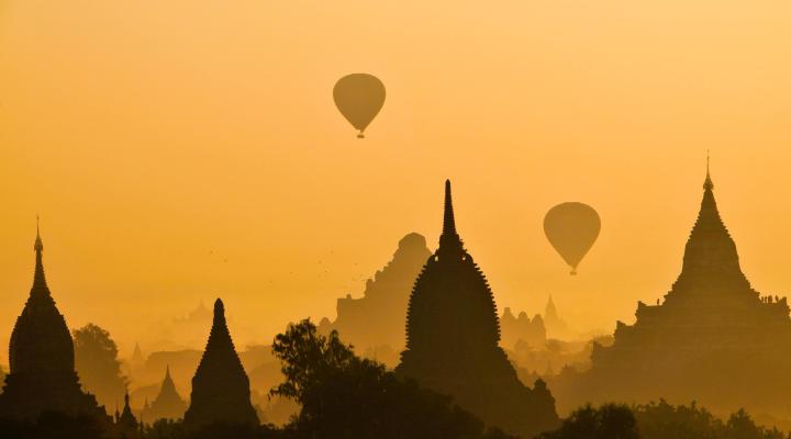 Hot air balloons in Indian skyline